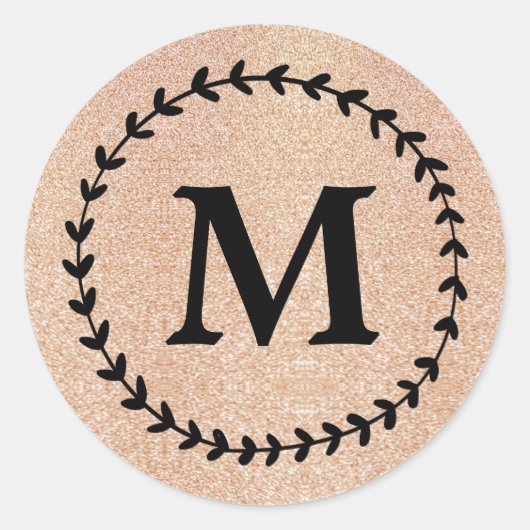 Elegant Wedding Gold glitter Black monogram Ronde Sticker (Voorkant)