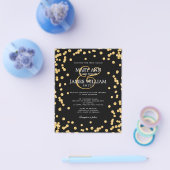 Elegant Wedding Gold Glitter Confetti Black Flyer (Enkel)