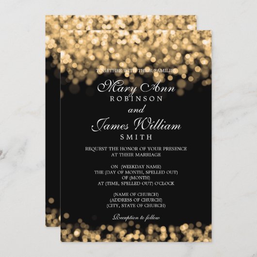 Elegant Wedding Gold Lights Kaart (Voorkant / Achterkant)