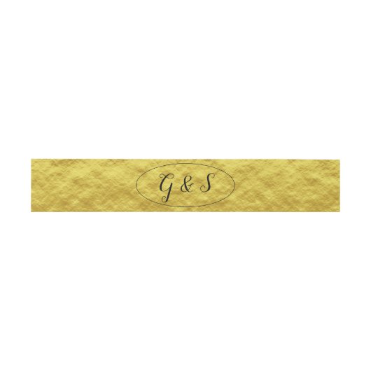Elegant Wedding Gold Metallic Script-Initialen Uitnodigingen Wikkel (Vlak)