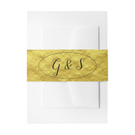 Elegant Wedding Gold Metallic Script-Initialen Uitnodigingen Wikkel