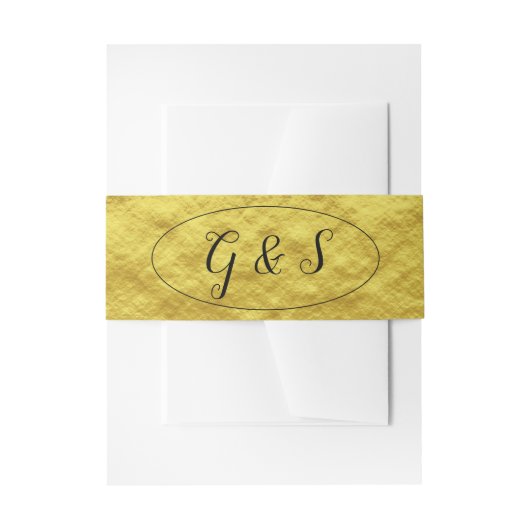 Elegant Wedding Gold Metallic Script-Initialen Uitnodigingen Wikkel (Voorkant Voorbeeld)