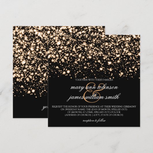 Elegant Wedding Gold Midnight Glam Kaart (Voorkant / Achterkant)