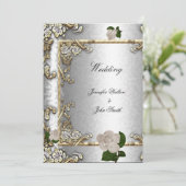 Elegant Wedding Gold Roos Silver White 2 Kaart (Staand voorkant)
