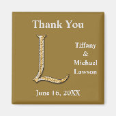 Elegant Wedding Gold Silver Letter L Monogram Magneet (Voorkant)