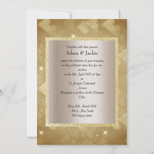 ELEGANT WEDDING GOLD SILVER SPARKLE KAART (Achterkant)