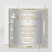 Elegant Wedding Gold Silver White Dove Damask Kaart (Achterkant)