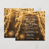 Elegant Wedding Gold String Lights Kaart (Voorkant / Achterkant)