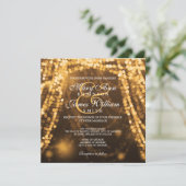 Elegant Wedding Gold String Lights Kaart (Staand voorkant)