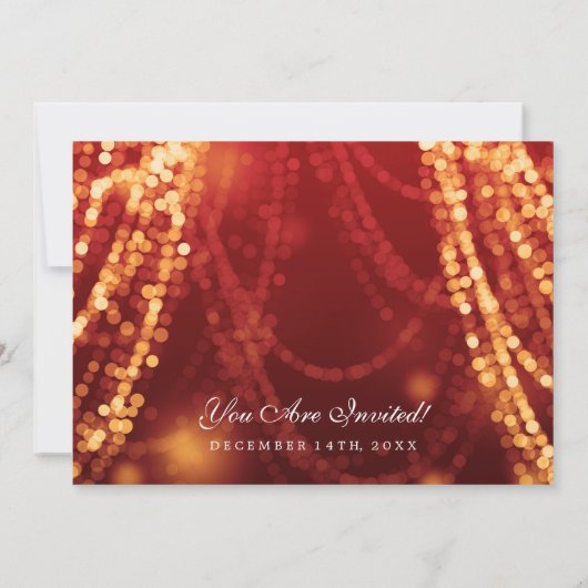 Elegant Wedding Gold String Lights Kaart (Achterkant)