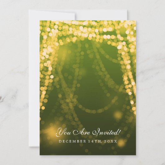 Elegant Wedding Gold String Lights Kaart (Achterkant)