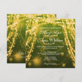 Elegant Wedding Gold String Lights Kaart (Voorkant / Achterkant)