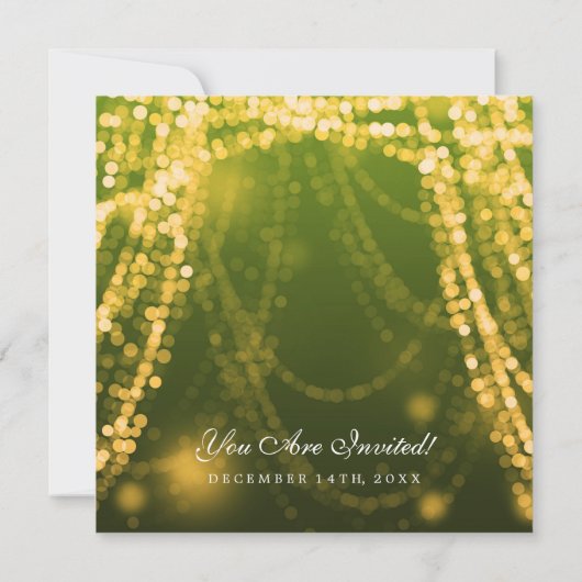 Elegant Wedding Gold String Lights Kaart (Achterkant)