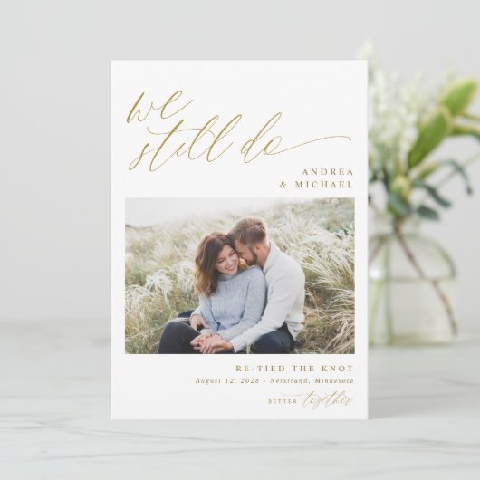 Elegant Wedding Gold we doen nog steeds met Hernie Aankondiging (Staand voorkant)