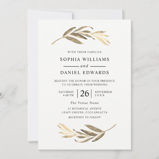 Elegant Wedding Golden laat alle seizoenen over Kaart (Voorkant)