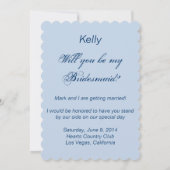 Elegant Wedding Gown Blue Bridesmaid Kaart (Achterkant)