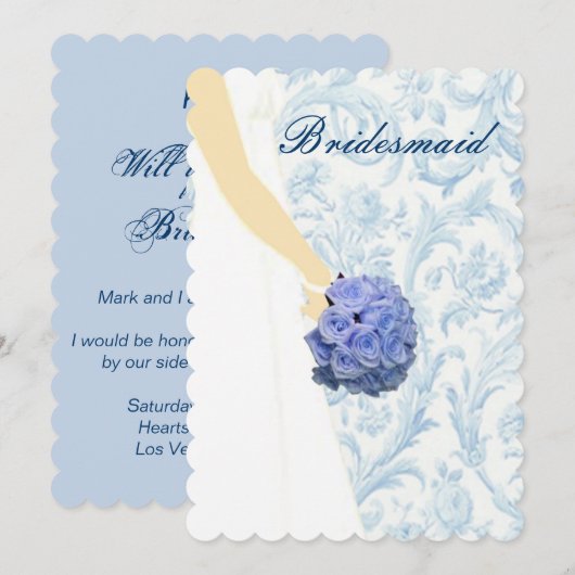 Elegant Wedding Gown Blue Bridesmaid Kaart (Voorkant / Achterkant)