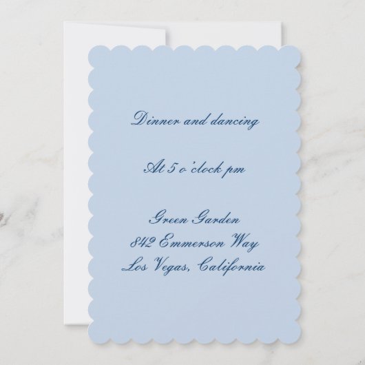 Elegant Wedding Gown Blue Reception Kaart (Achterkant)