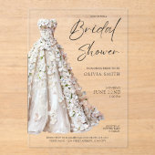 Elegant Wedding Gown Bridal Shower Invitation Acryl Uitnodigingen (Voorkant)