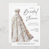 Elegant Wedding Gown Bridal Shower Invitation Kaart (Voorkant / Achterkant)