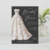 Elegant Wedding Gown Bridal Shower Invitation Kaart (Staand voorkant)