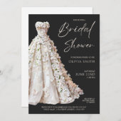 Elegant Wedding Gown Bridal Shower Invitation Kaart (Voorkant / Achterkant)