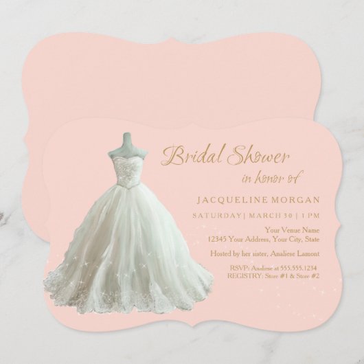 Elegant Wedding Gown Bridal Shower Kaart (Voorkant / Achterkant)