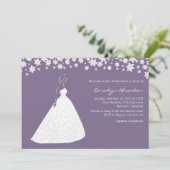 Elegant Wedding Gown Flowers Vrijgezellenfeest Inv Kaart (Staand voorkant)