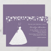 Elegant Wedding Gown Flowers Vrijgezellenfeest Inv Kaart (Voorkant / Achterkant)