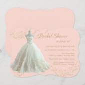 Elegant Wedding Gown Gold Sparkle Vrijgezellenfees Kaart (Voorkant / Achterkant)