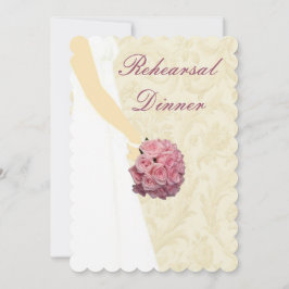 Elegant Wedding Gown Rehearsal Dinner Invitation Kaart