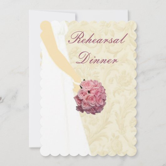 Elegant Wedding Gown Rehearsal Dinner Invitation Kaart (Voorkant)