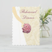 Elegant Wedding Gown Rehearsal Dinner Invitation Kaart (Staand voorkant)