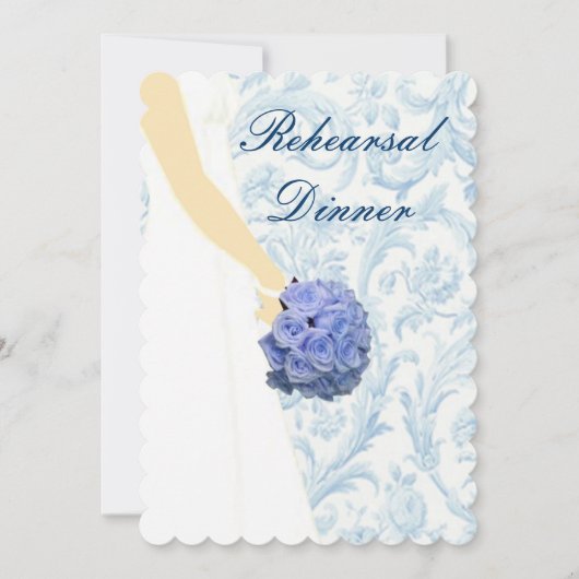 Elegant Wedding Gown Rehearsal Dinner Invitation Kaart (Voorkant)