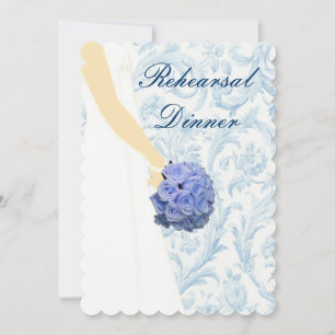 Elegant Wedding Gown Rehearsal Dinner Invitation Kaart