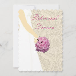 Elegant Wedding Gown Rehearsal Dinner Invitation Kaart