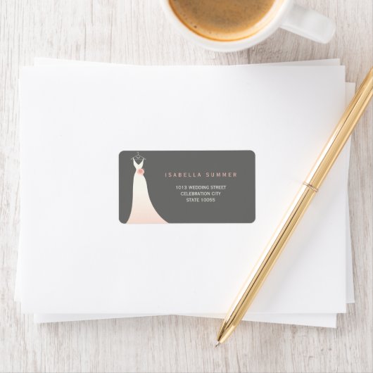 Elegant Wedding Gown Vrijgezellenfeest Adresetiket Etiket (Insitu)