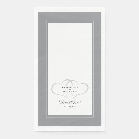 Elegant Wedding Gray & White Hearts for ever Love Servet (Voorkant)
