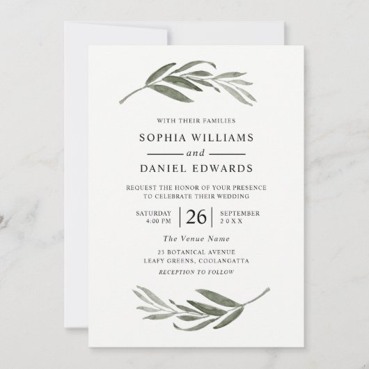 Elegant Wedding Green laat alle seizoenen over Kaart (Voorkant)