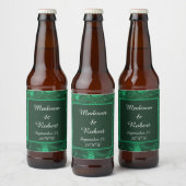Elegant Wedding Green Marged Gemstone Bier Etiket (Flessen)