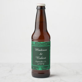 Elegant Wedding Green Marged Gemstone Bier Etiket