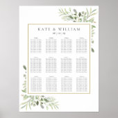 Elegant Wedding Greenery Eucalyptus Seating Chart Poster (Voorkant)