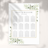 Elegant Wedding Greenery Eucalyptus Seating Chart Poster