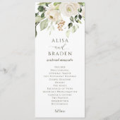 Elegant Wedding Greenery Foliage White Floral Programmakaart (Voorkant)