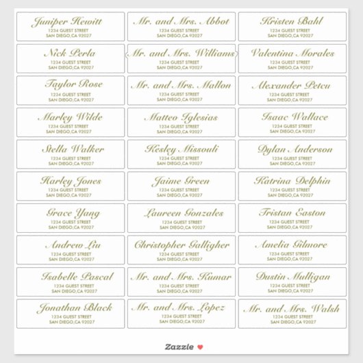 Elegant Wedding Guest Adresetiketten Sticker (Vel)