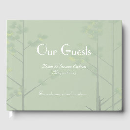 Elegant Wedding Guest Book Green Tree Art Gastenboek