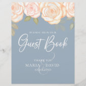 Elegant Wedding Guest Book Sign Dusty Blue Flyer (Voorkant)