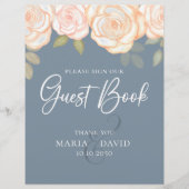 Elegant Wedding Guest Book Sign Dusty Blue Flyer (Voorkant)