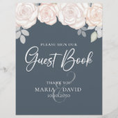 Elegant Wedding Guest Book Sign Dusty Grey Flyer (Voorkant)