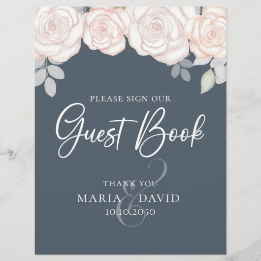 Elegant Wedding Guest Book Sign Dusty Grey Flyer (Voorkant)